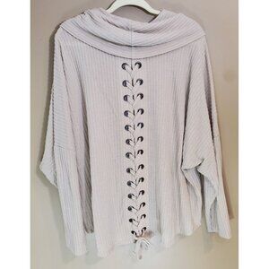 Maurices Beige Cowlneck, Tie-Back Design Pullover Sweater, Size 2 Cozy Cute